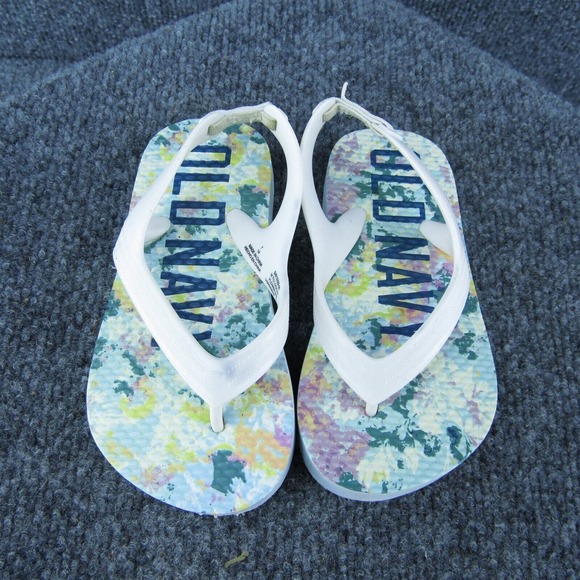 Old Navy Girls Flip Flop Shoes White Synthetic Pull On‎ Size T 7 Medium - Picture 3 of 9